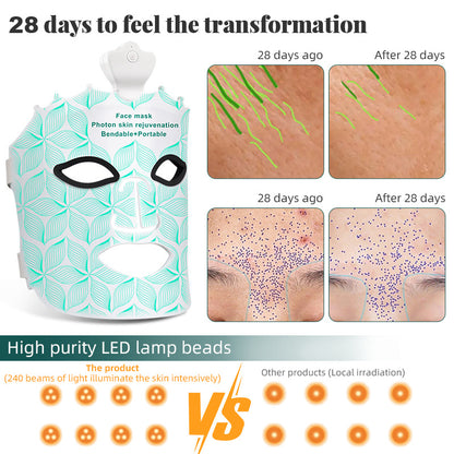 Wireless LED Photon Therapy Silicone Beauty Mask with 7 Color Lights
